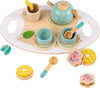 15pcs Wooden Tea Set, Mont Pleasant Wooden Toys, Toddler Tea Set Play Kitchen Accessories Play Food playset for Kids Tea Party