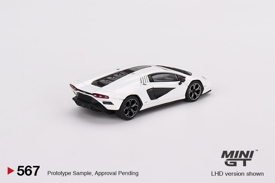 MINI GT True Scale Miniatures Model Car Compatible with Lamborghini Countach LPI 800-4 Bianco Siderale 1/64 Diecast Model Car MG
