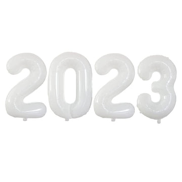 Goer 2023 Foil Number Balloons For 2023 New Year Eve Festival Party Supplies Graduation Decorations (White,32 Inch)