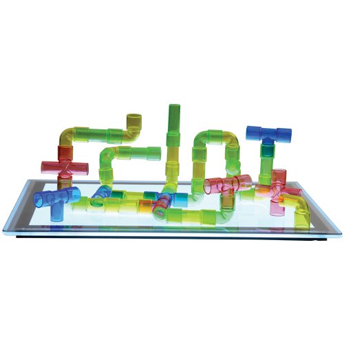 Constructive Playthings - Jtm-60 80 Pc. Translucent Pipe Builders Only For 3D Structures And Light Table Use With 2 3/4' L. Straight Tubes, Elbow Tubes And'T' Tubes For Ages 3 Years And Up