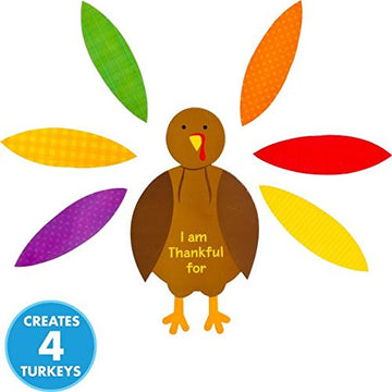 amscan Paper Turkey Craft Kit - Thanksgiving Party, 1 Set,for 48 months to 144 months, Assorted Sizes, Multi Color
