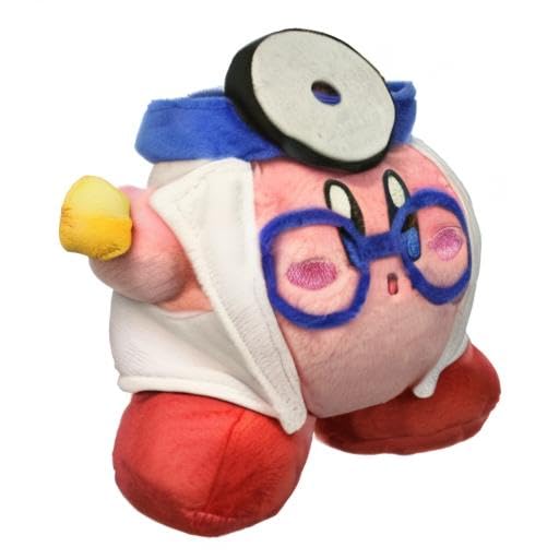 Little Buddy 1680 Kirby Adventure Doctor Plush Toy, 5" Multi-Colored, Pink, Soft Plush Material