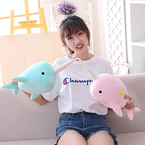 Casagood Cute Teal Narwhal Stuffed Animal Plush Toy Adorable Soft Whale Plushies Toys Stuffed Animals For Babieskids, Toddlers