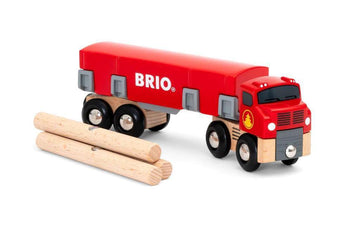BRIO World 33657 - Lumber Truck | 6-Piece Wooden Toy Train Set | Ideal for Kids Ages 3 and Up | Made with Sustainable Wood | Mag