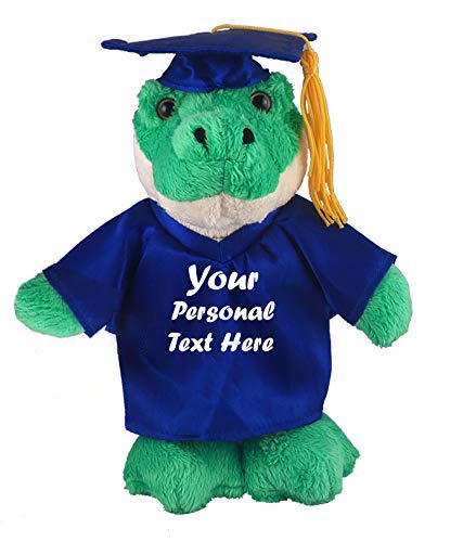 Plushland Plush Stuffed Animal Toys 12 Inches Present Gifts for Graduation Day  Personalized Text  Name or Your School Logo on Gown  Best for Any Grad School Kids (Graduation Gator Blue Gown)