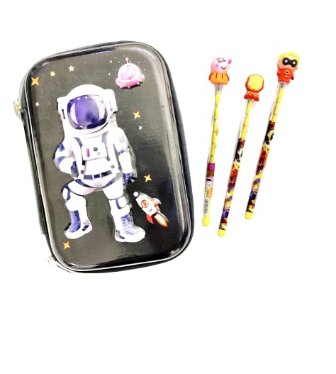 The Million Dollar Ace Spaceship Combo  Pack of 5/ Space Explorer Hardtop Pencil case with Avengers Pencils and Keychain for Bo