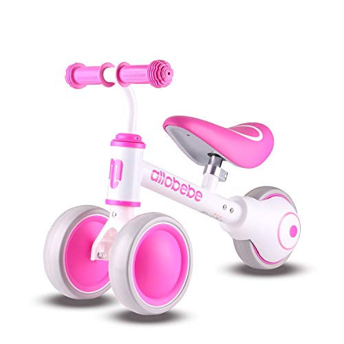 Allobebe Baby Balance Bike, Cute Toddler Bikes 12-36 Months Gifts For 1 Year Old Girl Bike To Train Baby From Standing To Running With Adjustable Seat Silent & Soft 3 Wheels