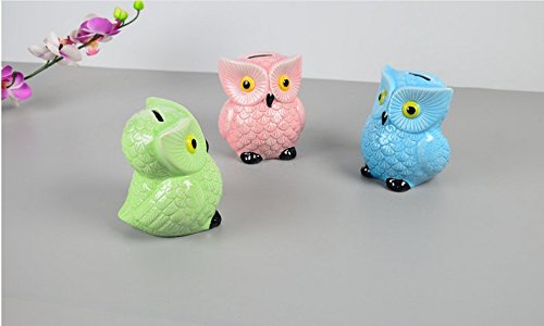 Zching Cute Owl Ceramic Piggy Bank Personalized Money Saving Bank For Kids Girls Nursery Gift Decor