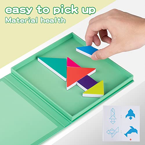 Travel Games Tangrams, Magnetic Travel Games for Road Trips Kids Board Game Educational Toys Kids Game for 3+