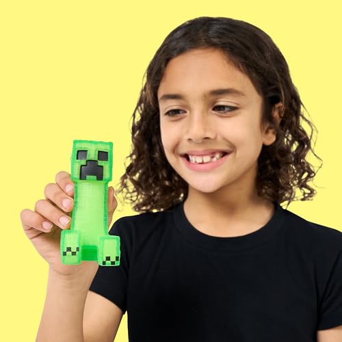Heroes of Goo Jit Zu Minecraft Stretchy Character, Creeper, 20x6x25 cm, TPR Material, Multicolor, Model 42959, Sensory Toy