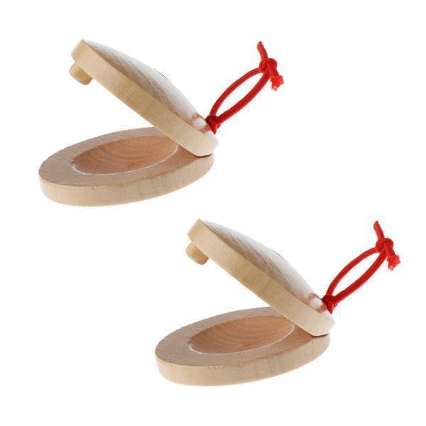 Lyla 4Xa Pair Wooden Castanets Wood Percussion Flamenco Musical Instrument