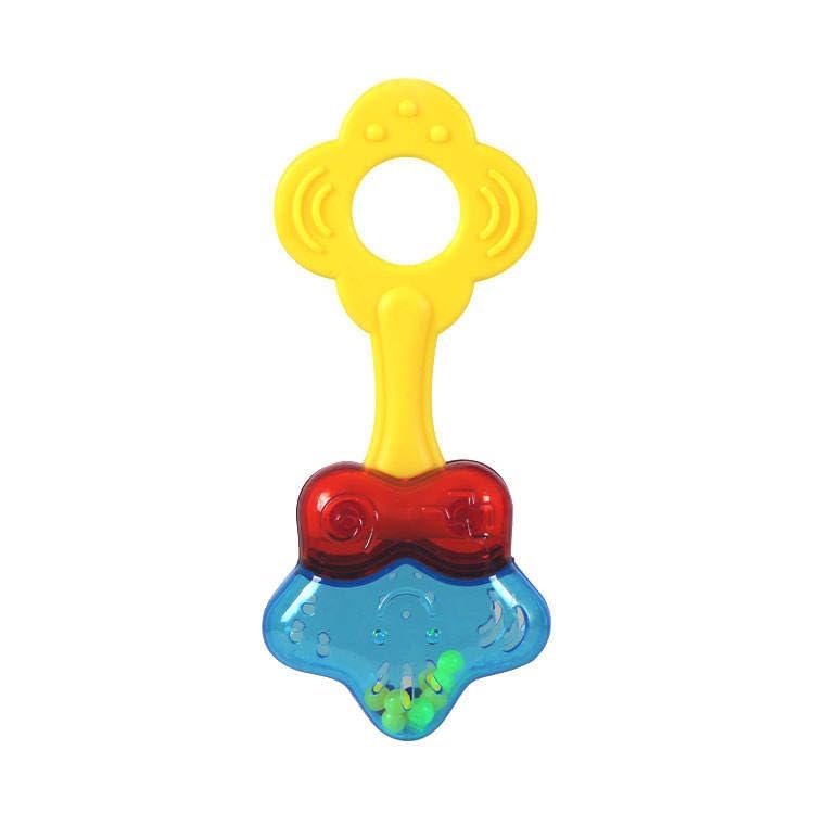 Kiddoville Star Baby Teether Rattle 2Pcs MultiColor Star Shape, Soft BpaFree Plastic, Sound Making Sensory Toy Sound Rattle To