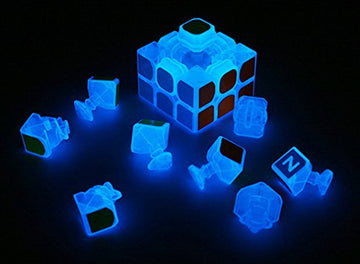 Tanch Blue Fluorescent Speed Cube 3X3X3 Glow In The Dark Luminous Magic Cube Puzzle Toy