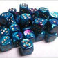 Chessex Manufacturing 26849 D6 Cube Gemini Set Of 36 Dice44; 12 mm - Purple & Teal With Gold Numbering