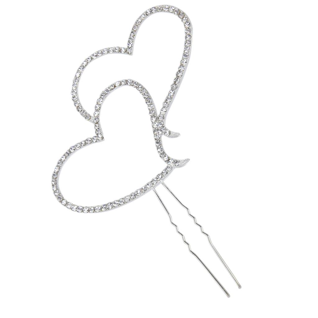 Merishopp Crystal Rhinestone Double Heart Cake Topper Wedding Decoration