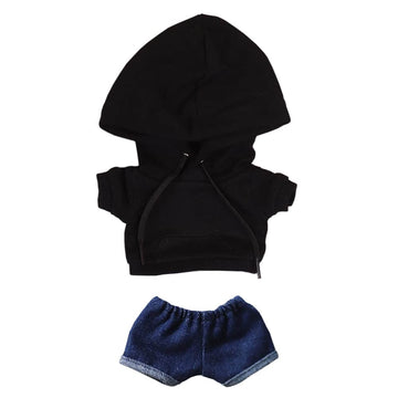 Niannyyhouse Black Hoodies With Pocket Dark Blue Jeans 7.8In(20Cm) Plush Humanoid Stuffed Doll Clothes (Black)