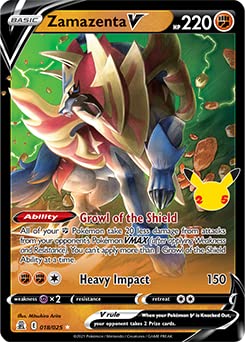 Pok?mon 25th Anniversary Celebrations Zacian V + Zamazenta V + 2 Surprise Cards!