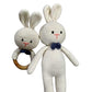 Wiqqes Wooden Baby Bunny Rattle&Crochet Doll Plush Stuffed Rabbit Animals Toy For Newborn Baby 3 Months To 3 Year Handmade Infan