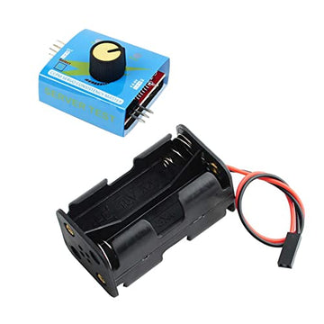 Wishiot 4 Cell AA Battery Holder Case with JR Connector 2P Black Red Wire + 3CH Digital Servo Tester ESC Speed Controller Checke