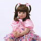 Icradle Cute 24 Inch 60 Cm Reborn Baby Doll Long Hair Girl Doll Soft Silicone Baby Real Life Baby Toddler Doll Toy For Ages 3+ (F)