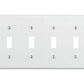 Leviton 88012 4-Gang Toggle Device Switch Wallplate, Standard Size, Thermoset, Device Mount, White