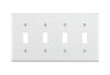 Leviton 88012 4-Gang Toggle Device Switch Wallplate, Standard Size, Thermoset, Device Mount, White