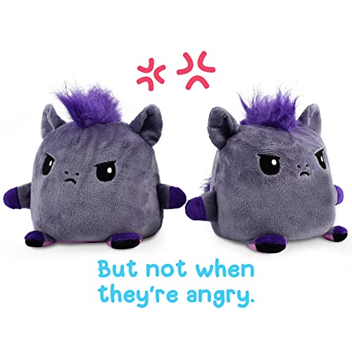 TeeTurtle Plushmates Reversible Plush - Horse + Unicorn, Rainbow + Gray, Happy + Angry, Model 5871-TY-PLA1, Soft Fabric