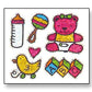 Bulk Roll Prismatic Stickers, Baby Girl/Teddy, 100 Repeats