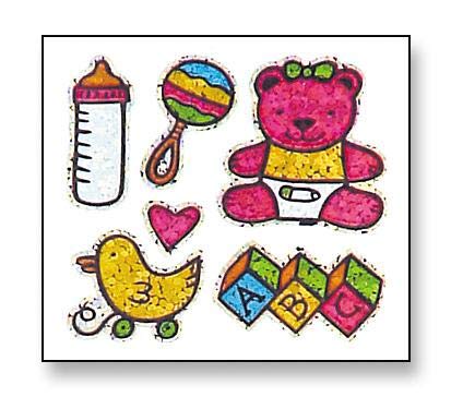 Bulk Roll Prismatic Stickers, Baby Girl/Teddy, 100 Repeats