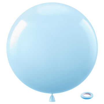 Bezente Pastel Blue Latex Party Balloons - 8 Pack 36 Inch Round Helium Light Blue Baby Blue Balloons For Boys Girls Birthday Bab