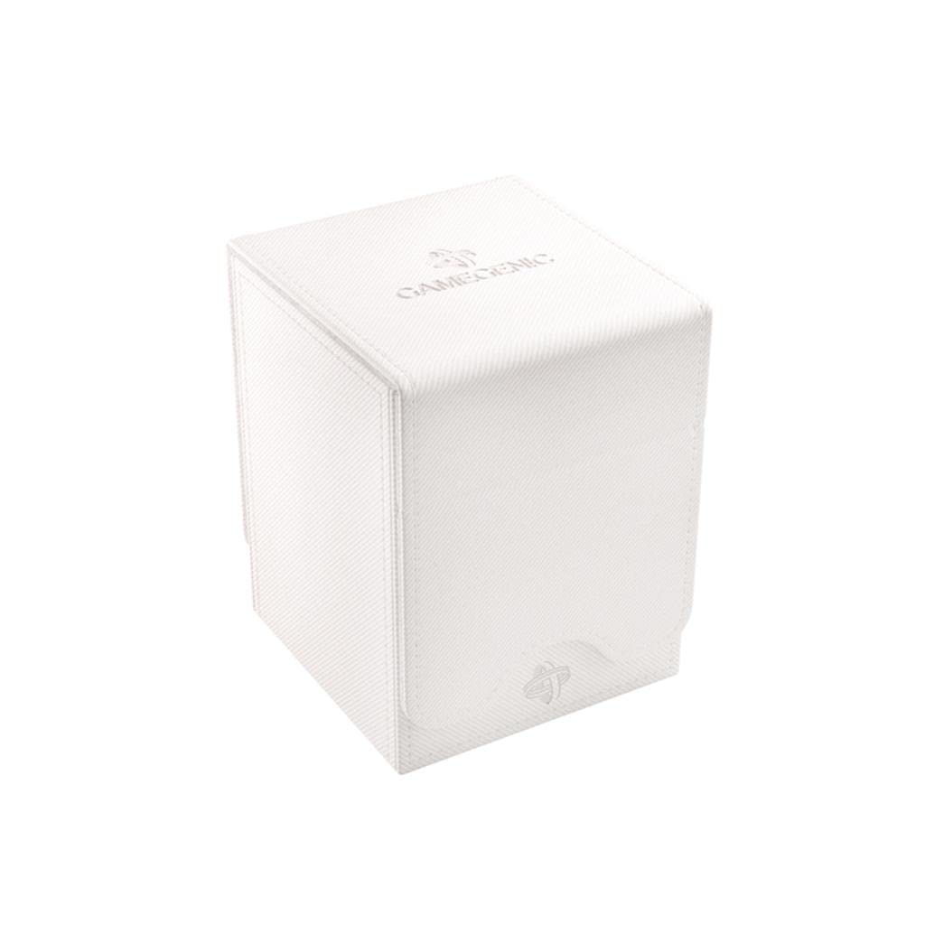 Squire 100+ Xl Convertible Deck Box | Card Storage Box With Removable Cover Clips | Holds 100 Double-Sleeved Cards In Extra Thick Inner Card Sleeves | White Color | Made By Gamegenic (Ggs20120Ml)