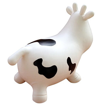 Appleround Cow Bouncer With Air Pump, Inflatable Space Hopper, Ride-On Bouncy Animal (White)