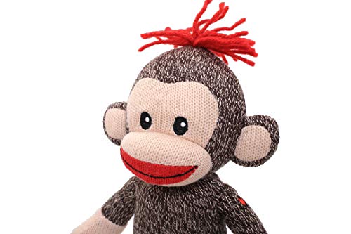 Plushland Curioso Brown Sock Monkey - Hand Knitted 6-Inch Stuffed Animal Toy for Kids, Babies, and Teens - Perfect Gift Puppet