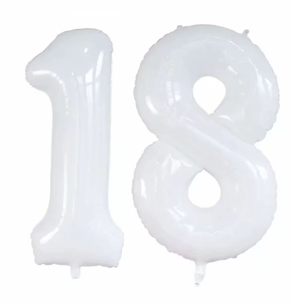 Goer Number 18 Balloons For 18Th Birthday Sweet 18 Party Decorations,42 Inch Jumbo Foil Helium 81 Balloons For 81St Birthday Party Decoration (White)