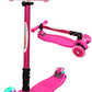 Chromewheels Scooters For Kids, Deluxe Kick Scooter Foldable 4 Adjustable Height 132Lbs Weight Limit 3 Wheel, Lean To Steer Led Light Up Wheels, Best Gifts For Girls Boys Age 3-12 Year Old, Pink