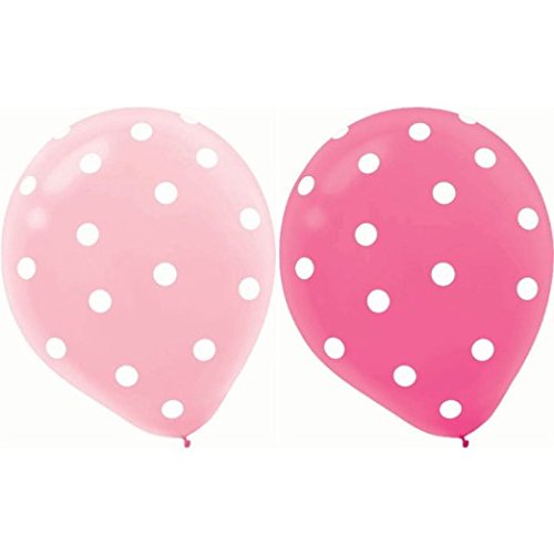 AnnoDeel 50 pcs 12 Latex Balloons, Pink Polka Dot Balloons for Brithday Balloon Wedding Balloon decoration