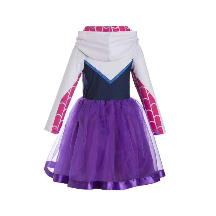 Ruikajia Tutu Costume For Girls Spider-Man Spider-Gwen Dress Girls Cosplay Dresses (White, 10 Years)