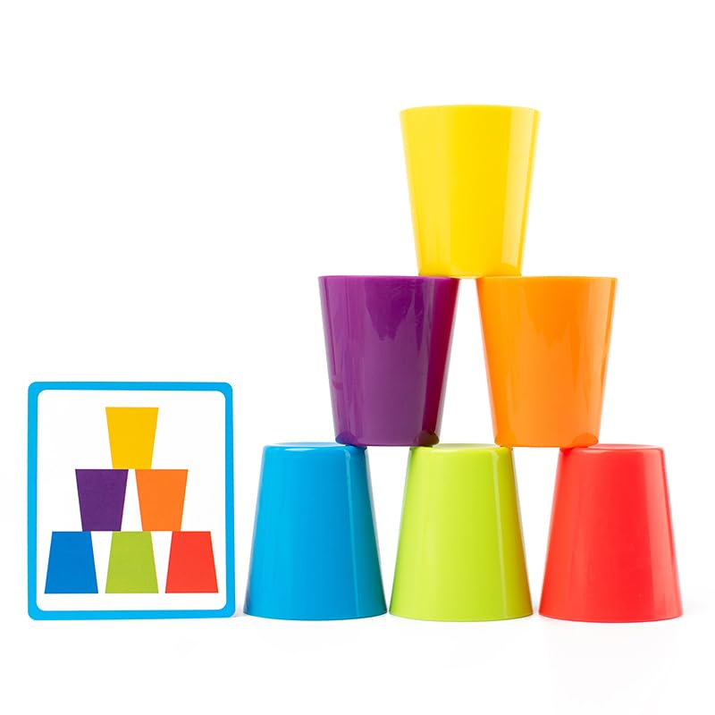 Tokid Toys Color Classification Stacking Cup Game For Kids | Montessori Learning Toy With Color Chips & Flash Cards | Preschool 