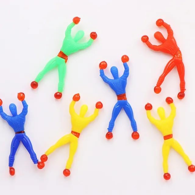Kids Sticky Throw Climbing Toys | Fun Wall Crawling Stretch Figures | Reusable Party Favor & Return Gift Set | Pack of 5 Mixed C
