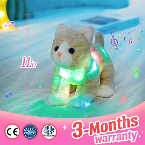 Glow Guards 14'' Light Up Musical Kitty Stuffed Animal Soft Realistic Cat Plush Toy With Led Night Lights Lullabies Singing Glow Birthday Children'S Day For Toddler Kids