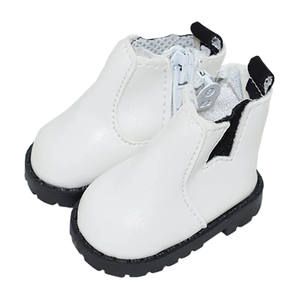 Niannyyhouse Leather Shoes Length 5.5Cm Suitable For 1/6 Bjd 8In 20Cm Plush Doll (White-2)