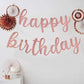 Rose Gold Happy Birthday Banner - No Diy - Rose Gold Birthday Party Banner In Script - Pre-Strung - Rose Gold Glitter Birthday G