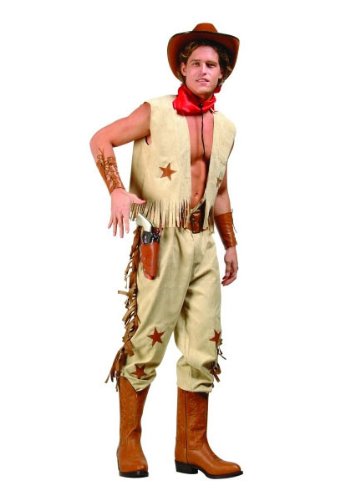 Men Wild West Outfit:Khaki, S