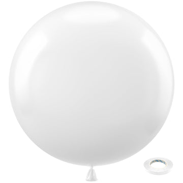 Bezente White Giant Balloons 36 Inch - 8 Pack Jumbo White Balloons Large Round White Latex Balloons For Photo Shoot Birthday Bab
