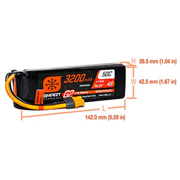 Spektrum 14.8V 3200mAh 4S 50C Smart LiPo G2: IC3, SPMX324S50