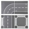 Custom Toys & Hobbies 8 Piece City Building Block Road Base Plates- Straight Crossroads Curve T-Junction Plate-10X10 Inches- Chr
