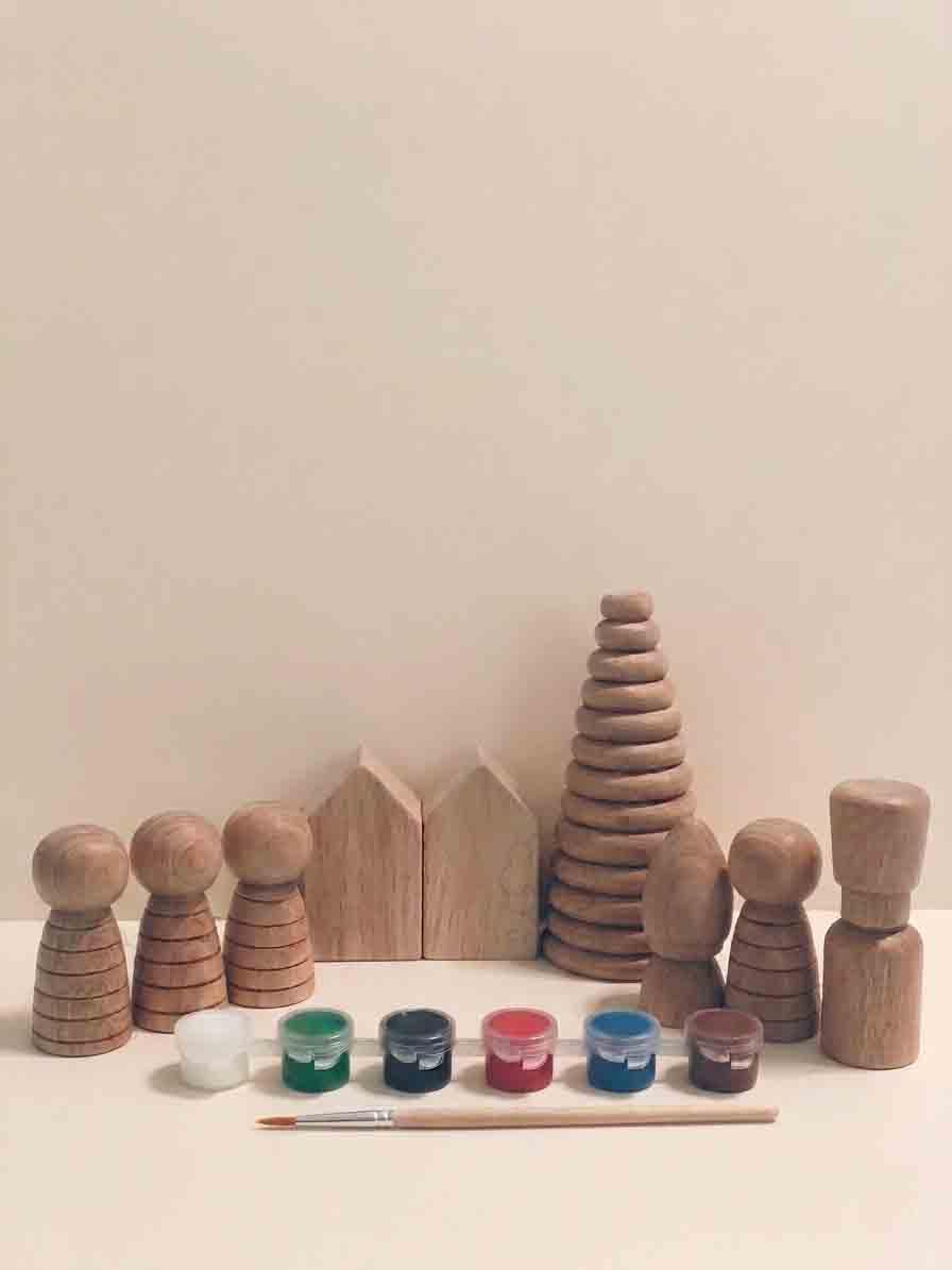 Diy Santa Family Painting Kit | Christmas Edition | Unfinished Solid Wood Figures For Waldorf & Montessori Arts & Crafts  Creat