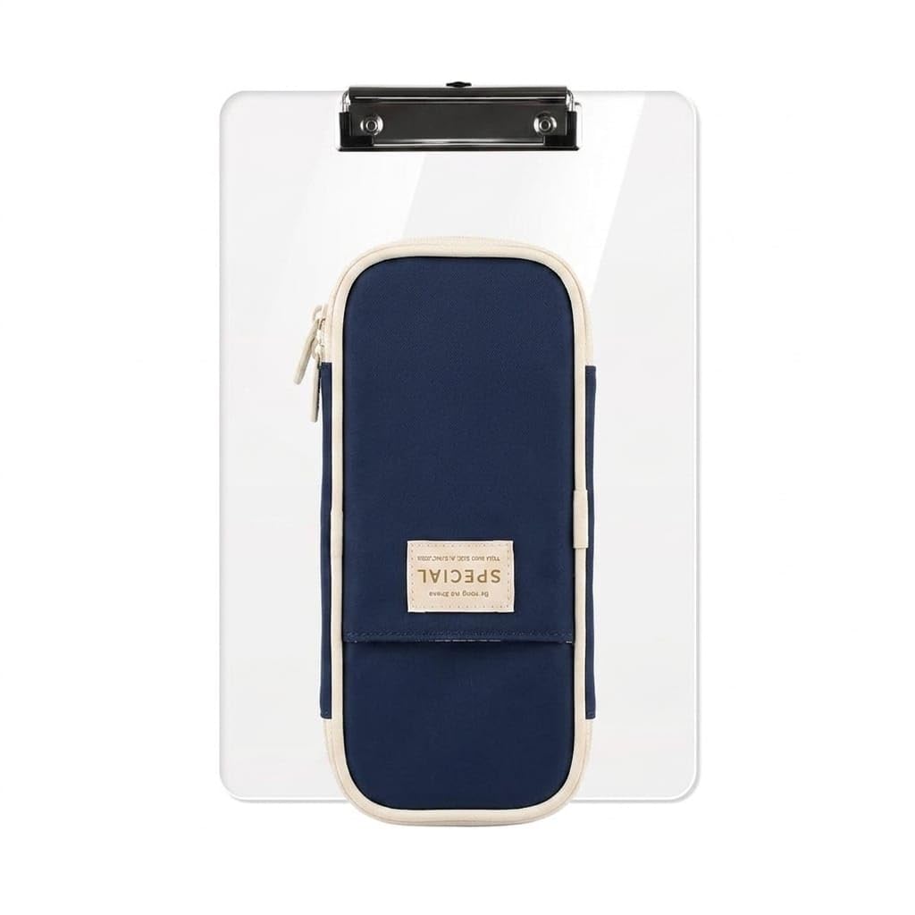 Deal Nut Expandable Pencil Case And Clear Acrylic Clipboard Set, Transparent, A4 Letter Size, Large Capacity Stationery Organise