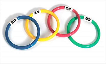 Swimline Dive Rings Toys 4-Pack Weighted Catch And Retrieval Game For Swimming Pool & Bath Tub For Kids Multi Color Rings Underwater Dive Practice Education Learn