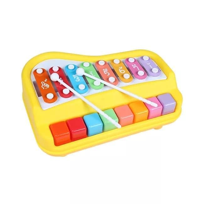 Mky 8Tone Xylophone Learning Toy: Kids Educational Knock Playing 2In1 Colorful Plastic Percussion Piano Toy